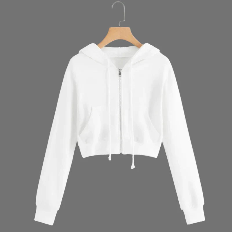 Women’s Trendy Cropped Hoodie – Cozy Streetwear Pullover for Chic Cold-Weather Looks