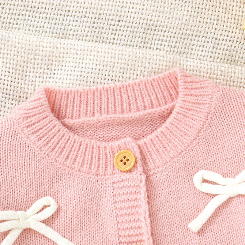 Adorable Baby Girl Bow Knit Cardigan – Cozy & Stylish Sweater