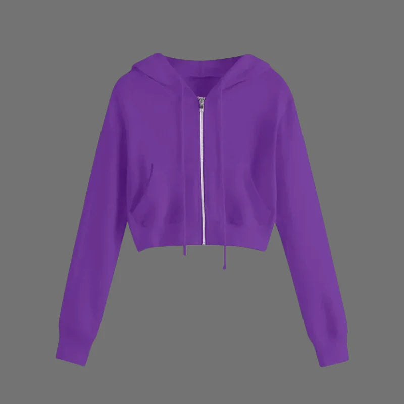 Women’s Trendy Cropped Hoodie – Cozy Streetwear Pullover for Chic Cold-Weather Looks