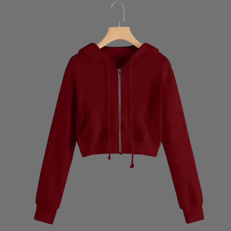 Women’s Trendy Cropped Hoodie – Cozy Streetwear Pullover for Chic Cold-Weather Looks