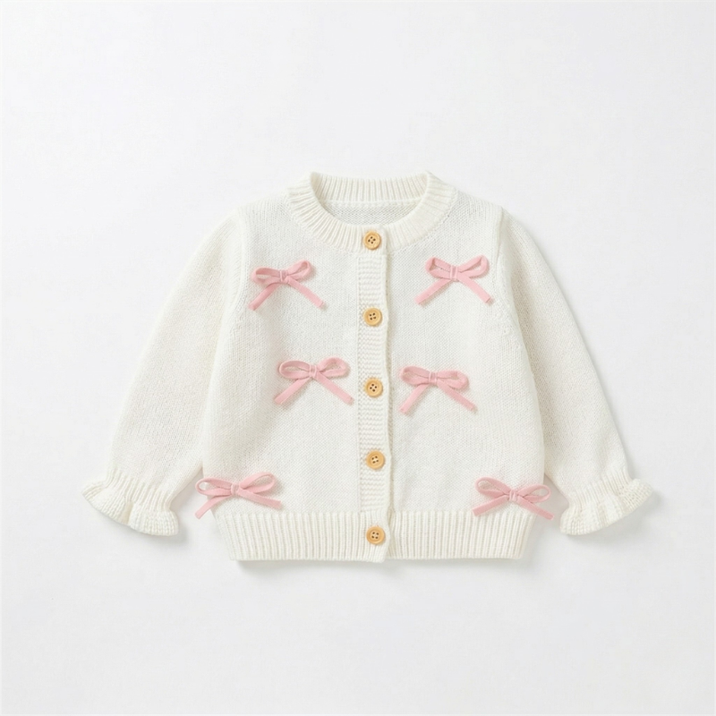 Adorable Baby Girl Bow Knit Cardigan – Cozy & Stylish Sweater