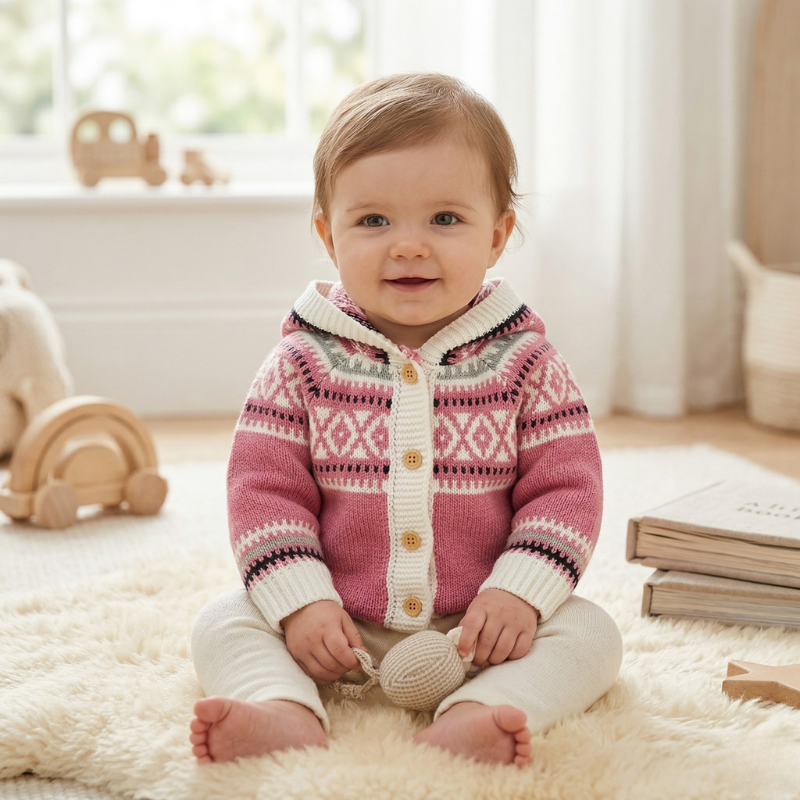 Cozy Knitted Baby Hoodie Cardigan – Soft & Warm Newborn Sweater