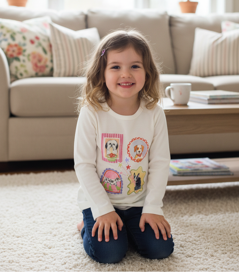 Holiday Adventure Organic Long Sleeve Children’s Tee – Cozy Warm Cream Essential