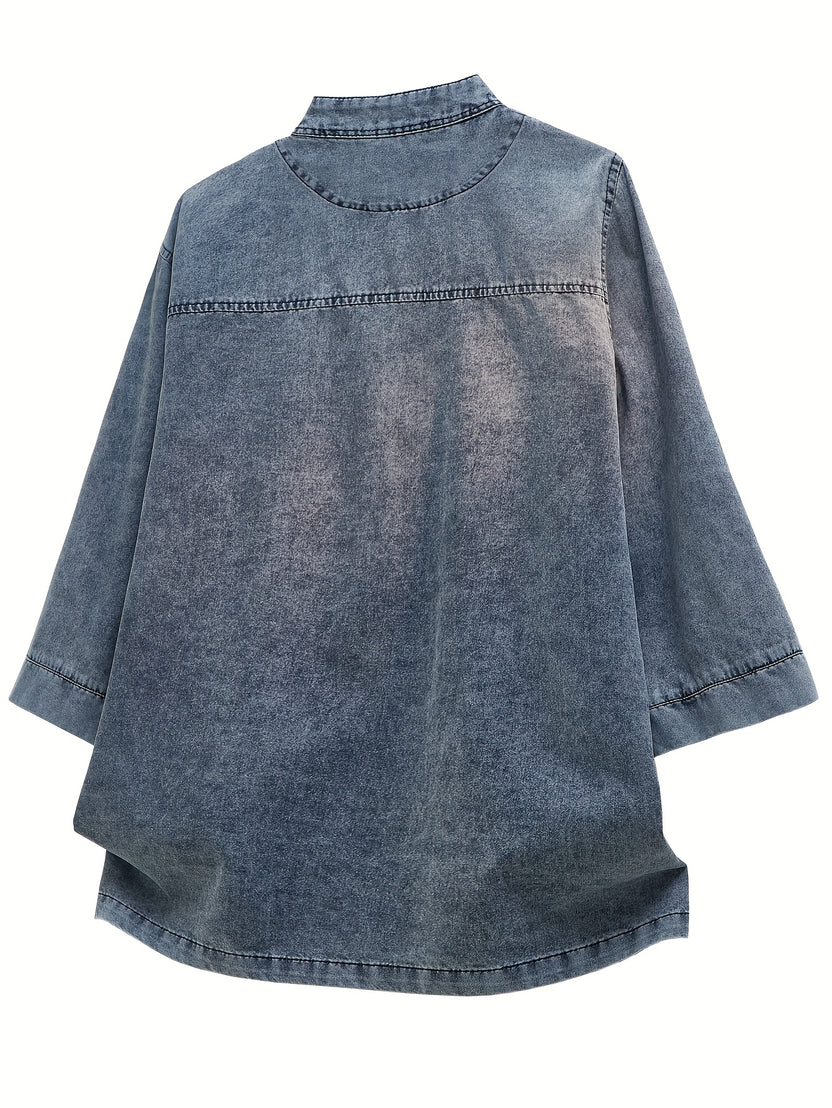 Women’s Oversized Denim Jacket – Relaxed Fit Button-Up Streetwear Coat