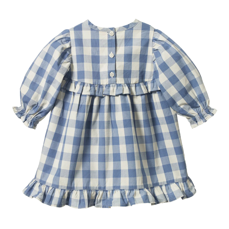 Blue Checkered Cotton Dress – Classic Vintage-Inspired Plaid Design