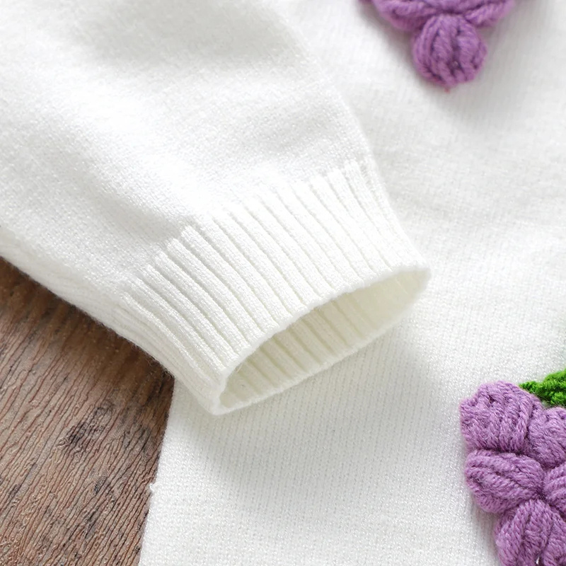 Handmade Baby Knit Cardigan – Adorable Grapes Pattern Sweater