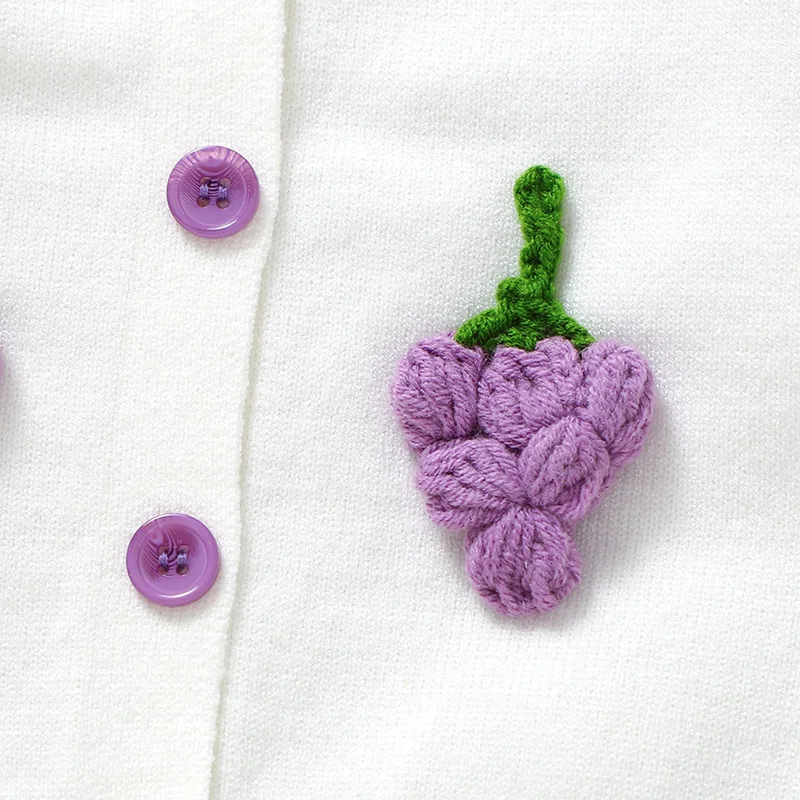 Handmade Baby Knit Cardigan – Adorable Grapes Pattern Sweater