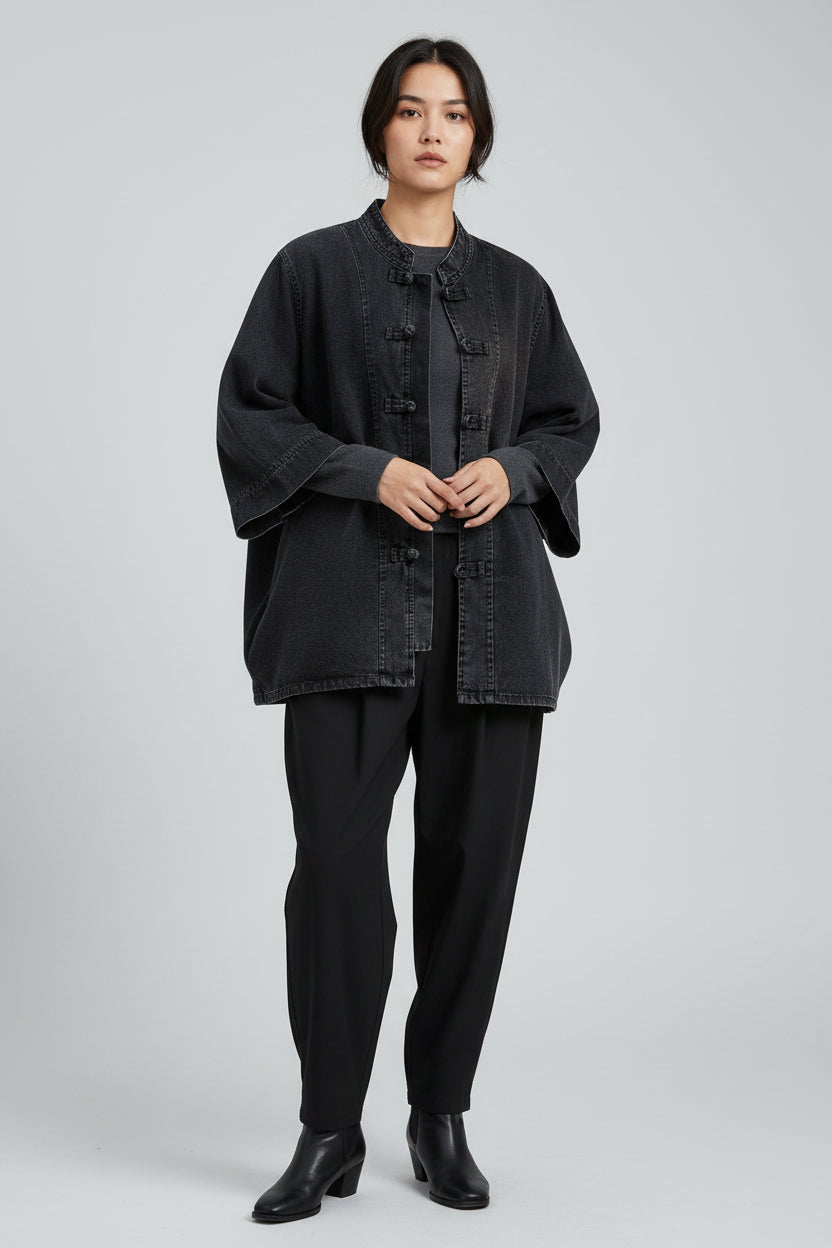 Women’s Oversized Denim Jacket – Relaxed Fit Button-Up Streetwear Coat
