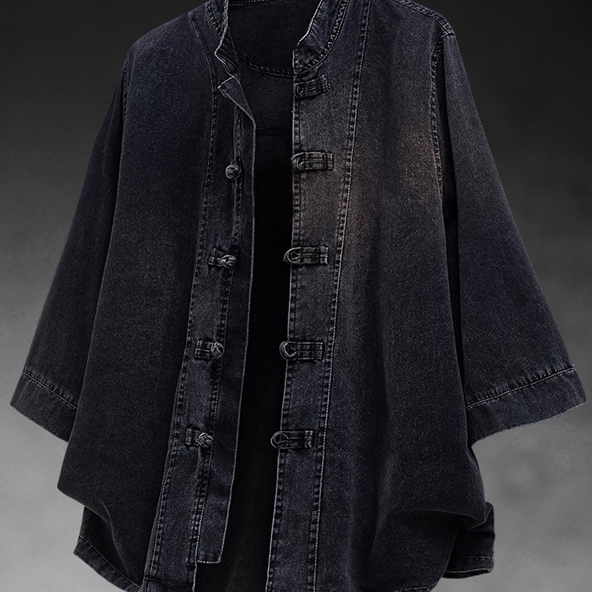 Women’s Oversized Denim Jacket – Relaxed Fit Button-Up Streetwear Coat