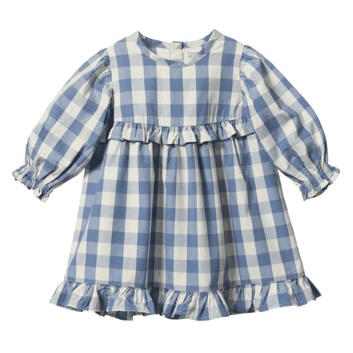 Blue Checkered Cotton Dress – Classic Vintage-Inspired Plaid Design