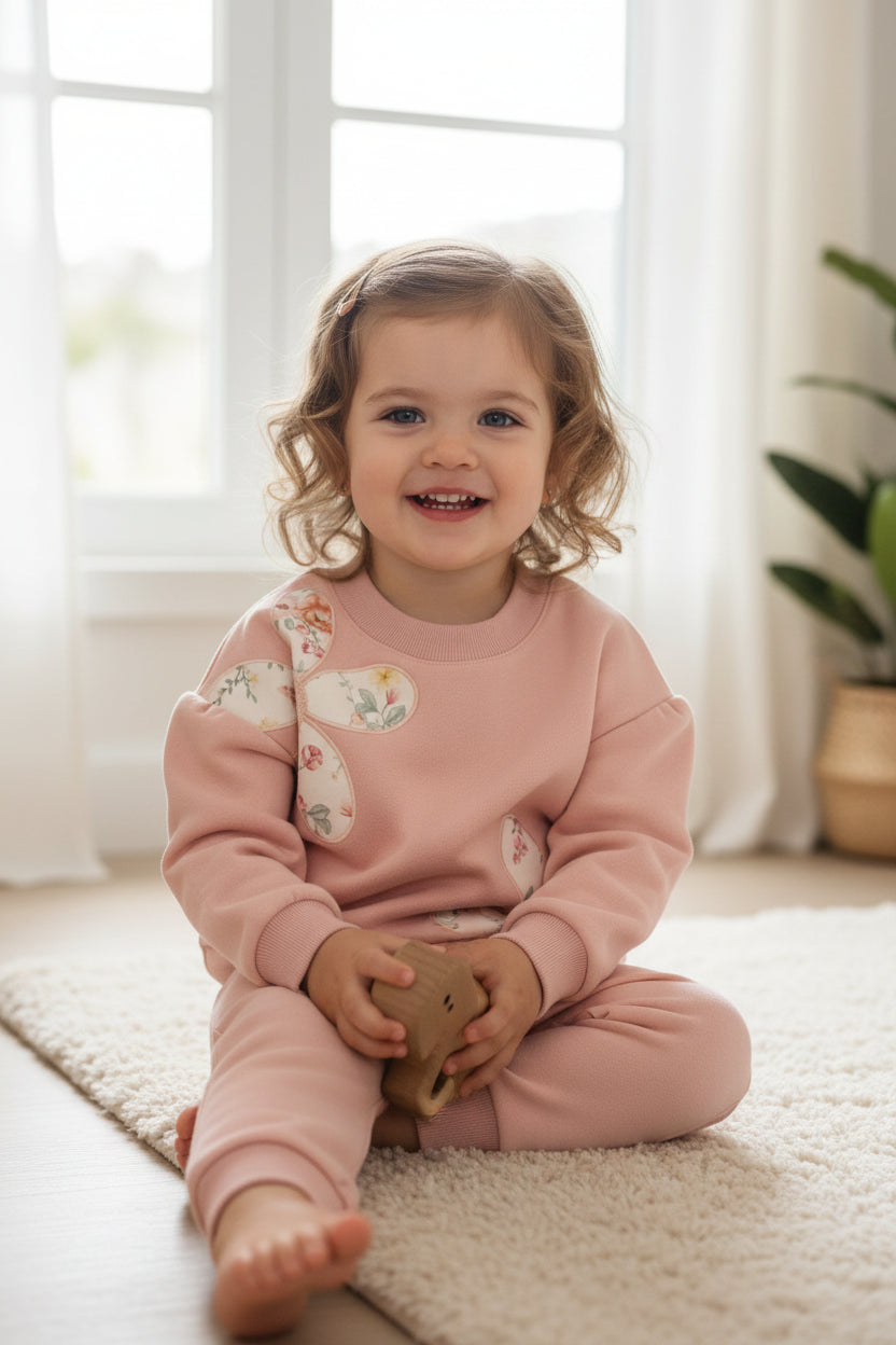 Baby Floral Sweatshirt – Long Sleeve Pullover, Cute Flower Print Cozy Top