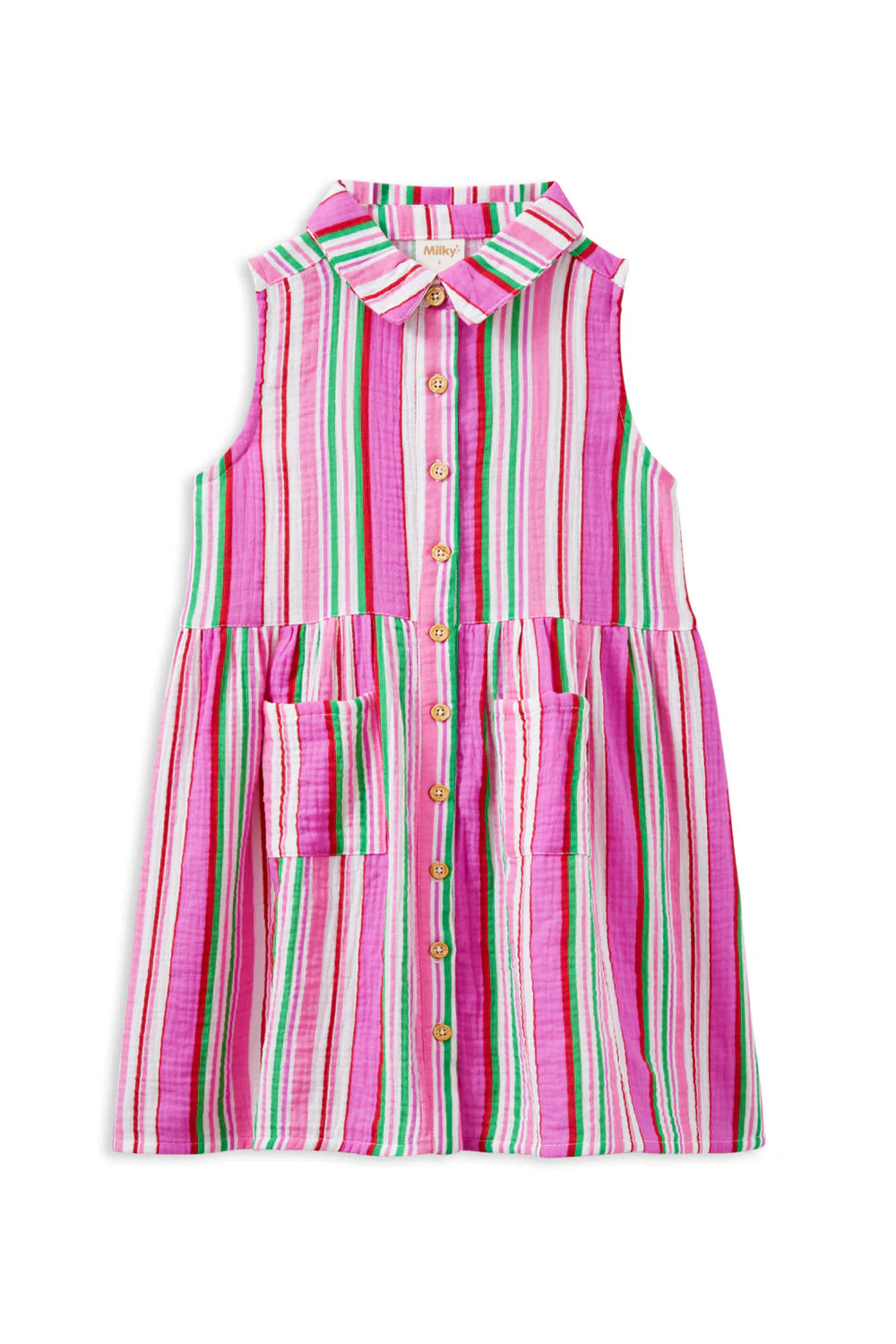 Airy Bohemian Stripe Smock Dress – Soft Crinkle Fabric Holiday Wear