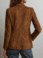 Alessa | Suede Look Blazer Jacket – Button Front Tailored Outerwear
