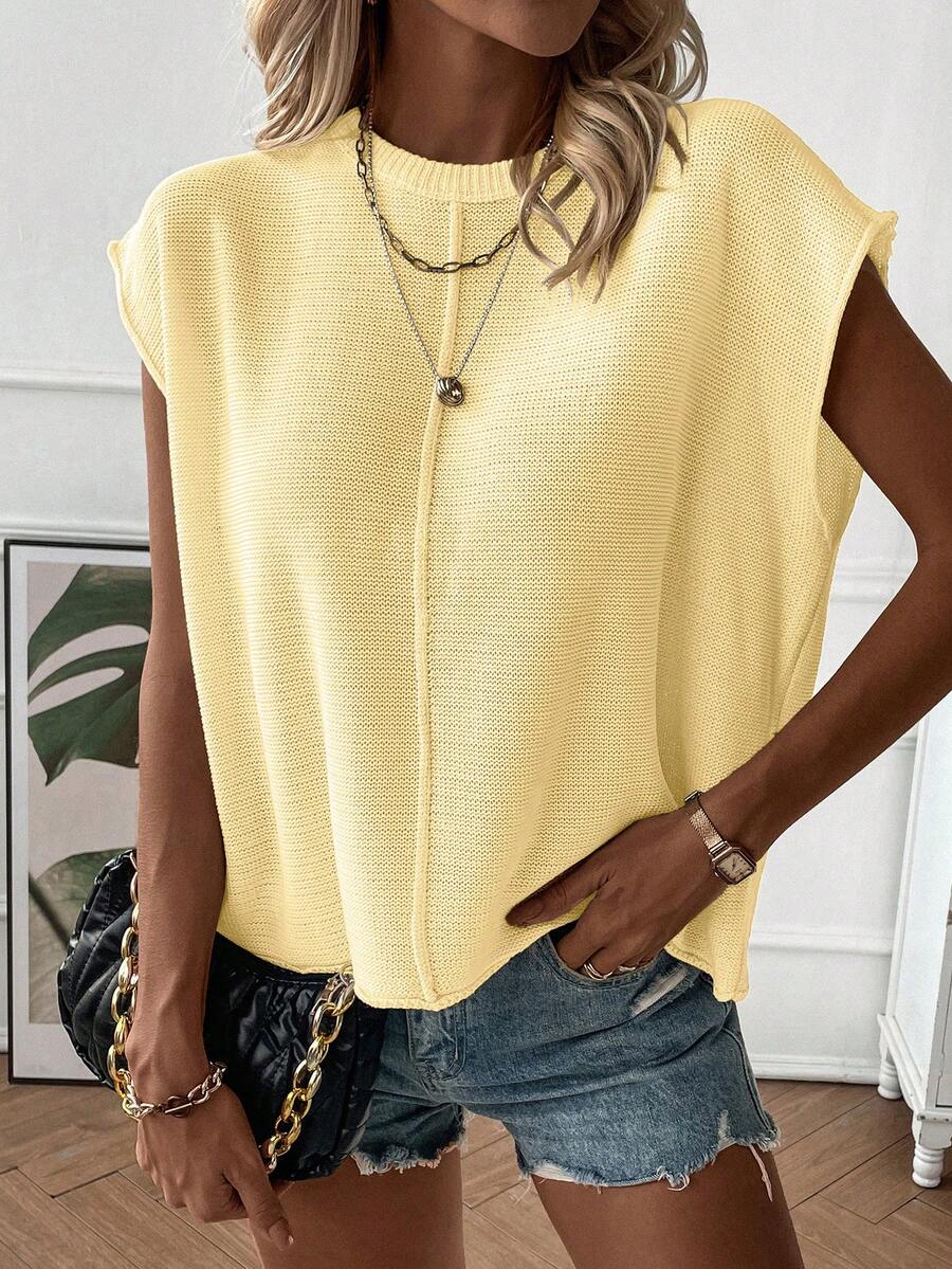 Alexandra | Crewneck Sleeveless Knit Top – Casual Loose-Fit Tank Outfit