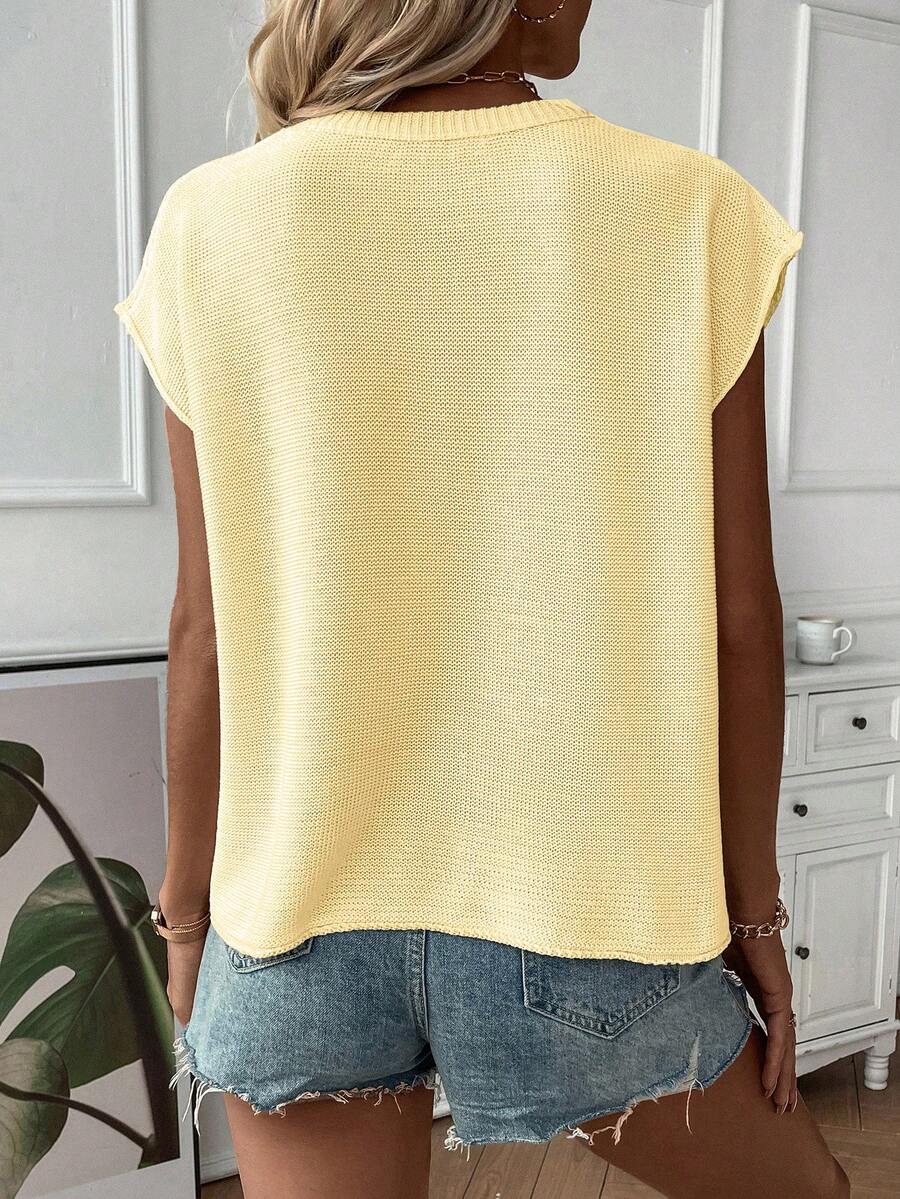 Alexandra | Crewneck Sleeveless Knit Top – Casual Loose-Fit Tank Outfit