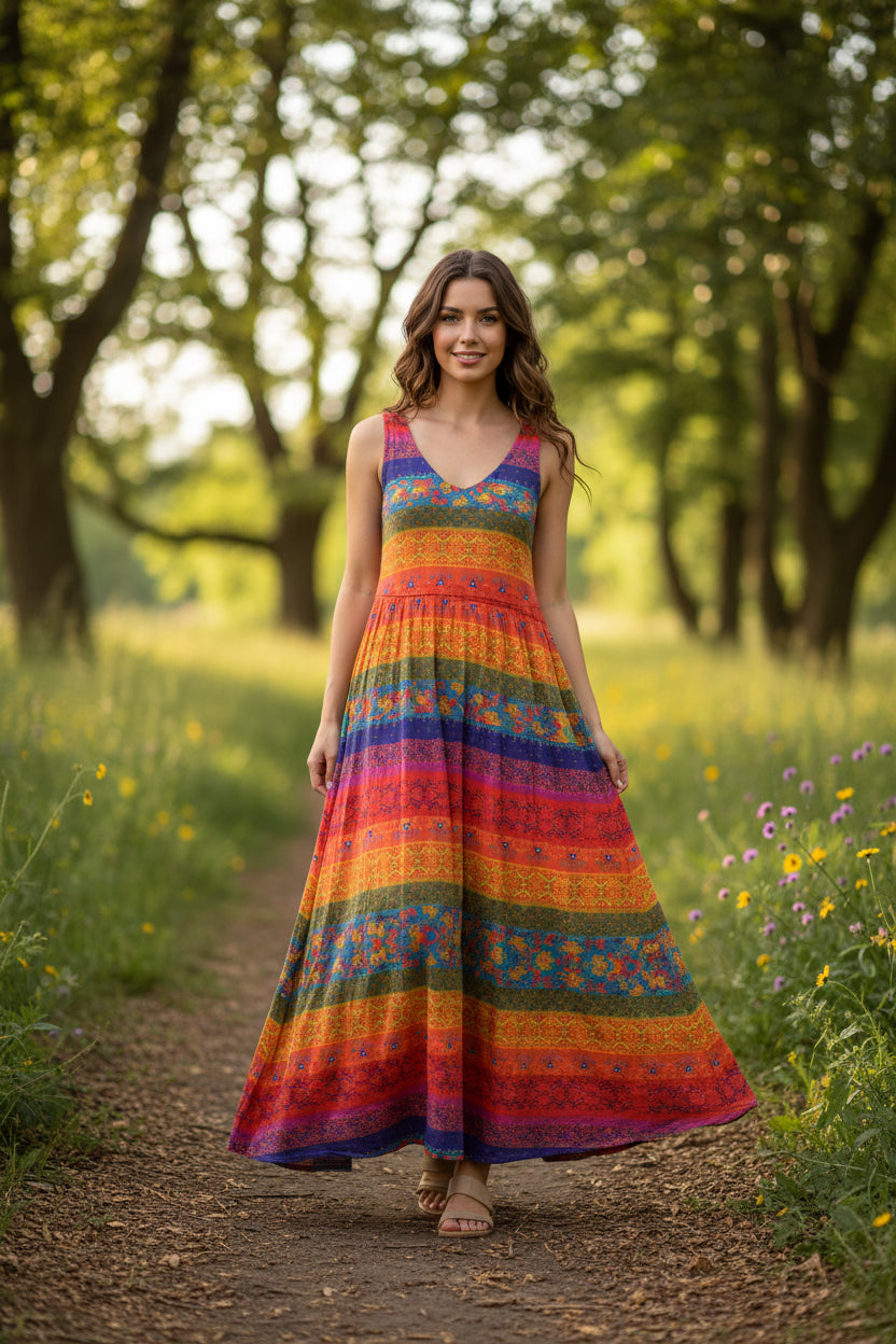 Alouette | Bohemian Maxi Dress – Sleeveless Flowing Long Dress for Vacation Style