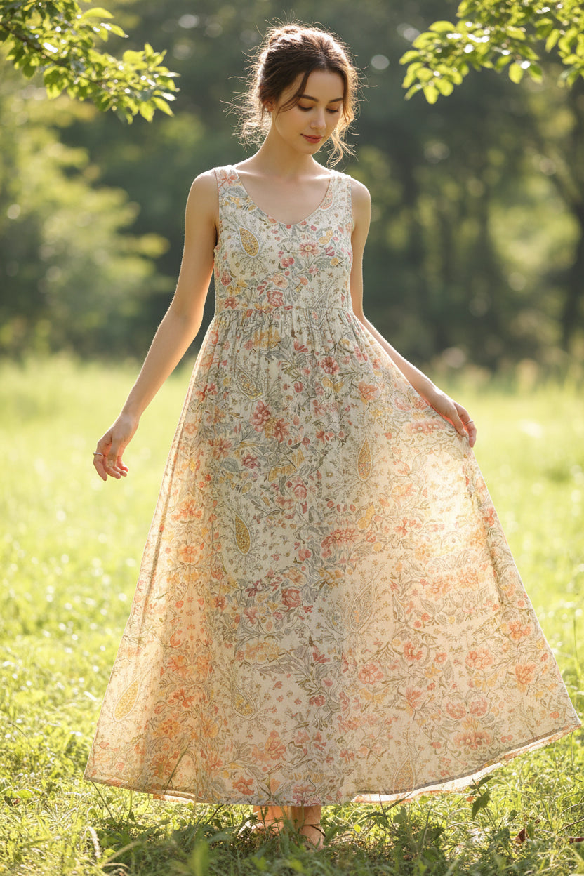 Alouette | Bohemian Maxi Dress – Sleeveless Flowing Long Dress for Vacation Style