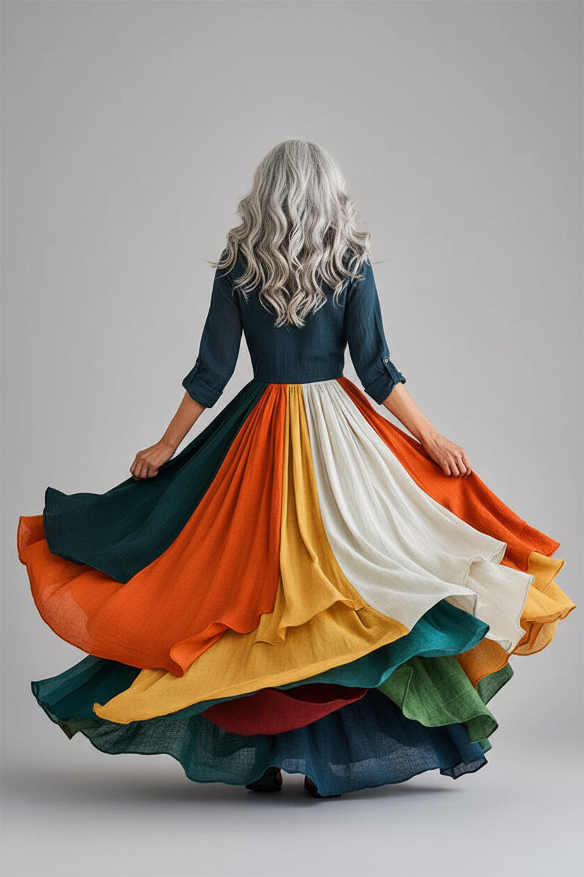 Hazel | Color Block Maxi Dress – Flowing Panelled Dress for Vacation & Everyday Style