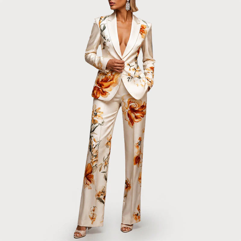 Beatrice | Floral Suit Set – Printed Blazer and Tailored Trousers Two Piece Outfit