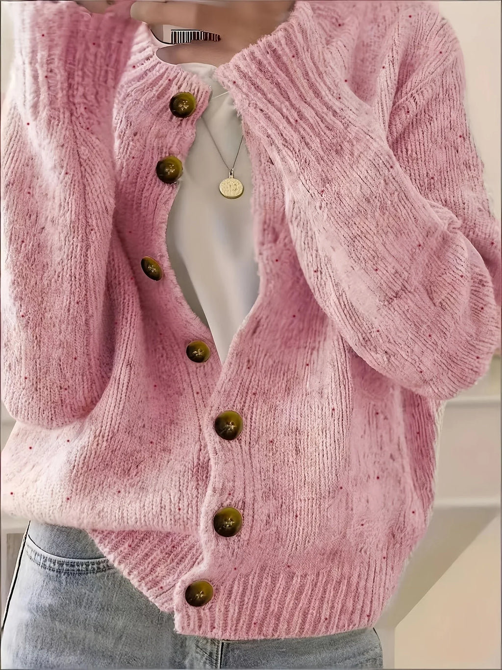 Beatrix | Speckled Button-Front Cardigan - Cozy Casual Knitwear