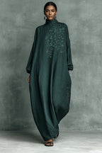Celia | Embroidered Maxi Dress – High Neck Long Sleeve Loose Fit Dress