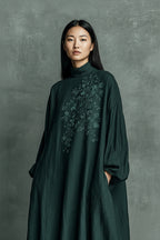 Celia | Embroidered Maxi Dress – High Neck Long Sleeve Loose Fit Dress