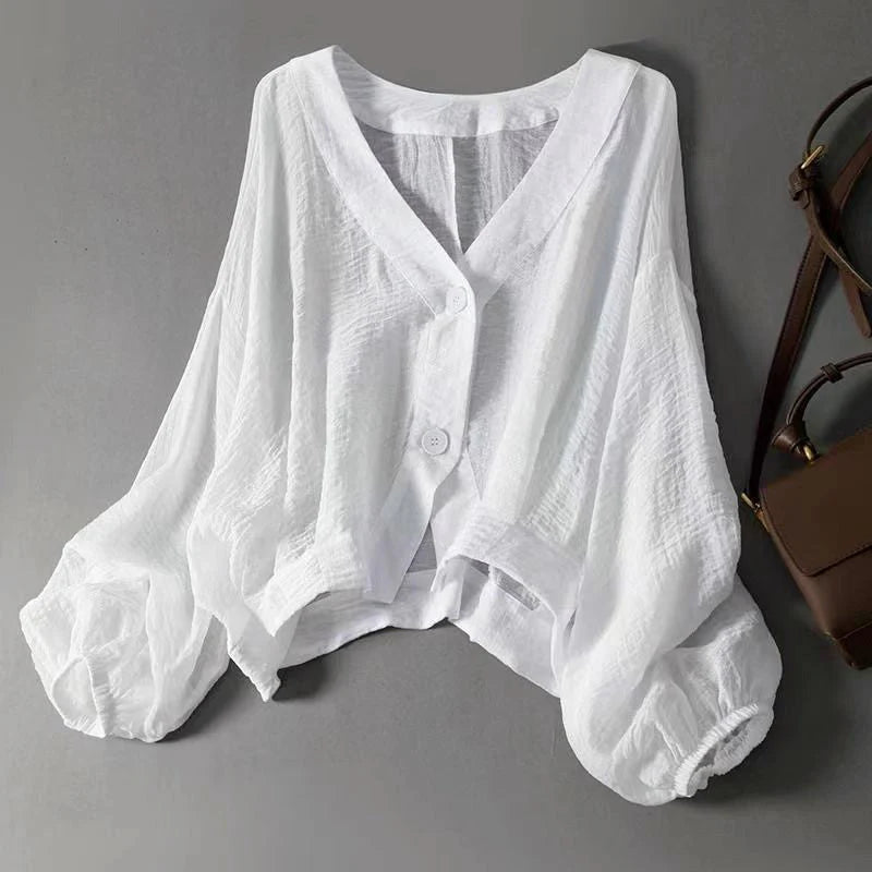 Marguerite | Cropped Blouse – Balloon Sleeve Top with Feminine Statement Silhouette