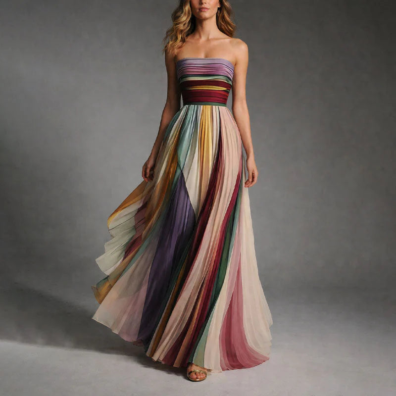 Gemma | Strapless Pleated Maxi Dress – Elegant Bandeau Long Dress for Special Occasions