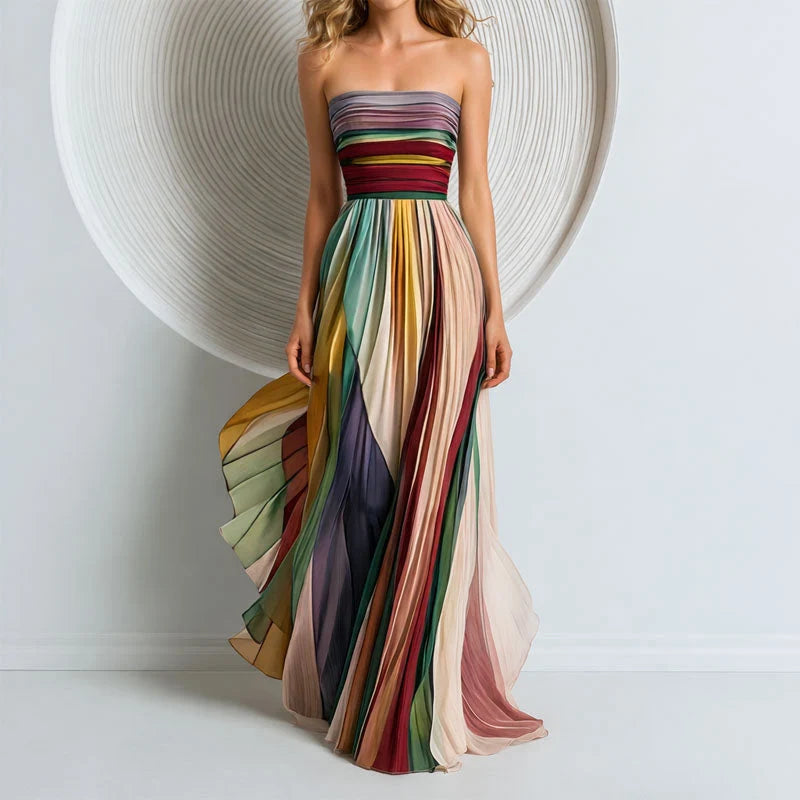 Gemma | Strapless Pleated Maxi Dress – Elegant Bandeau Long Dress for Special Occasions
