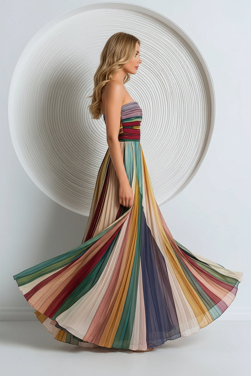 Gemma | Strapless Pleated Maxi Dress – Elegant Bandeau Long Dress for Special Occasions