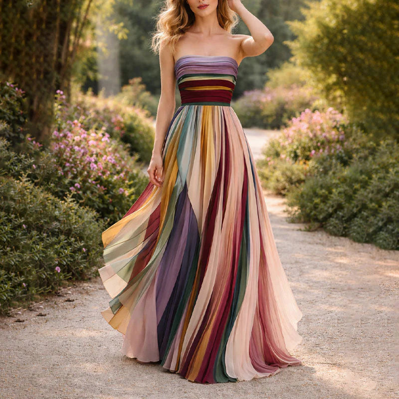 Gemma | Strapless Pleated Maxi Dress – Elegant Bandeau Long Dress for Special Occasions