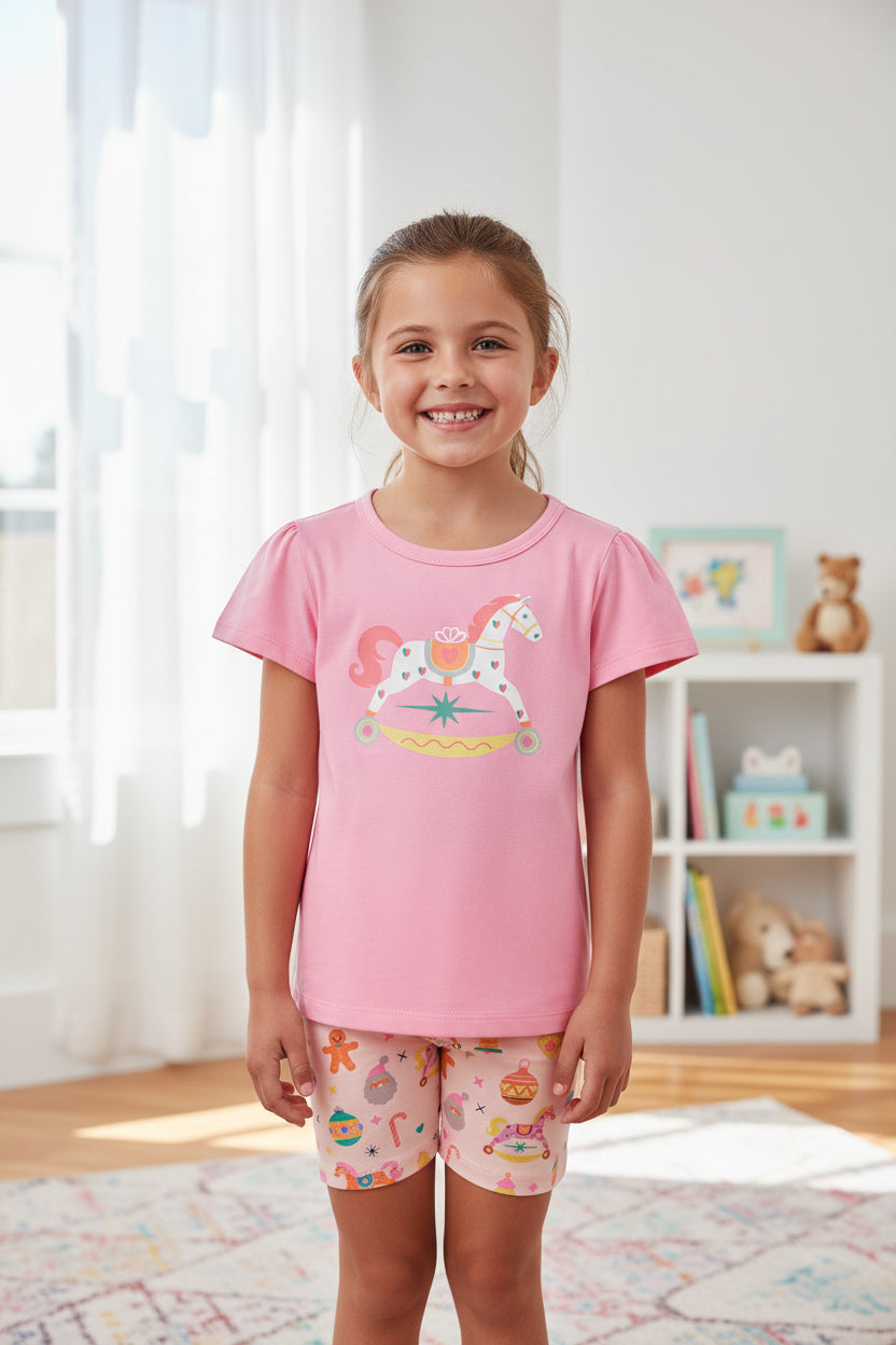 Cozy Kids Pajama Set – Rocking Horse Print Sleepwear