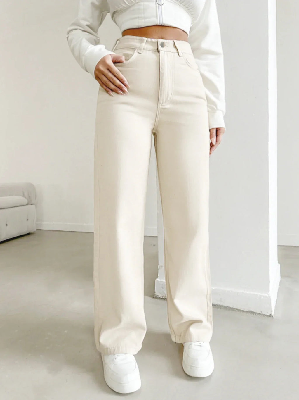 Cresselle | High-Waisted Loose Fit Denim Jeans - Relaxed Casual Bottoms