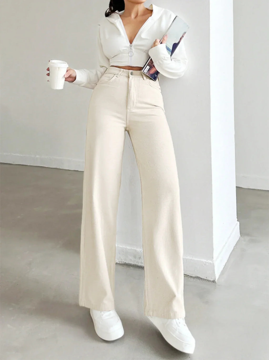 Cresselle | High-Waisted Loose Fit Denim Jeans - Relaxed Casual Bottoms