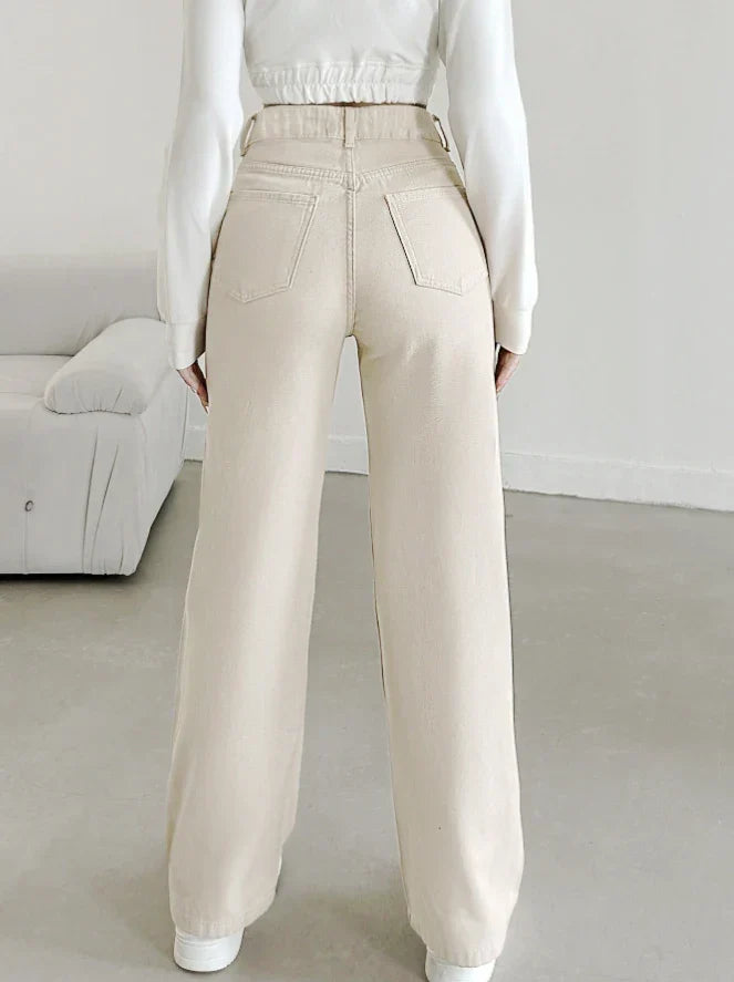 Cresselle | High-Waisted Loose Fit Denim Jeans - Relaxed Casual Bottoms
