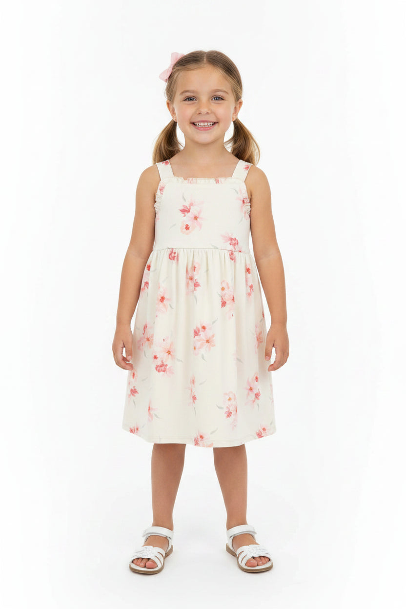 Floral Detail Overall Dress – Relaxed Fit Sleeveless Casual Look
