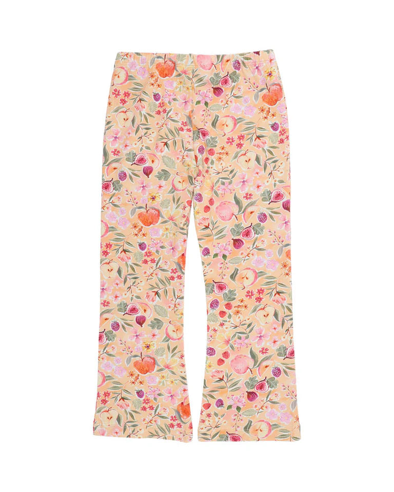 Flower Pattern Flared Yoga Leggings – High-Waist Soft Stretch Comfort Pants