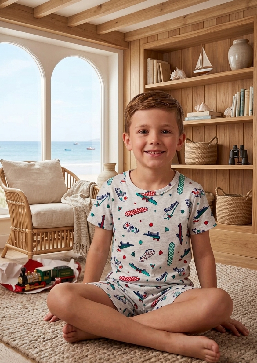 Skate-Inspired Kids Sleepwear Set – Trendy Comfort Pajamas for Everyday Wear