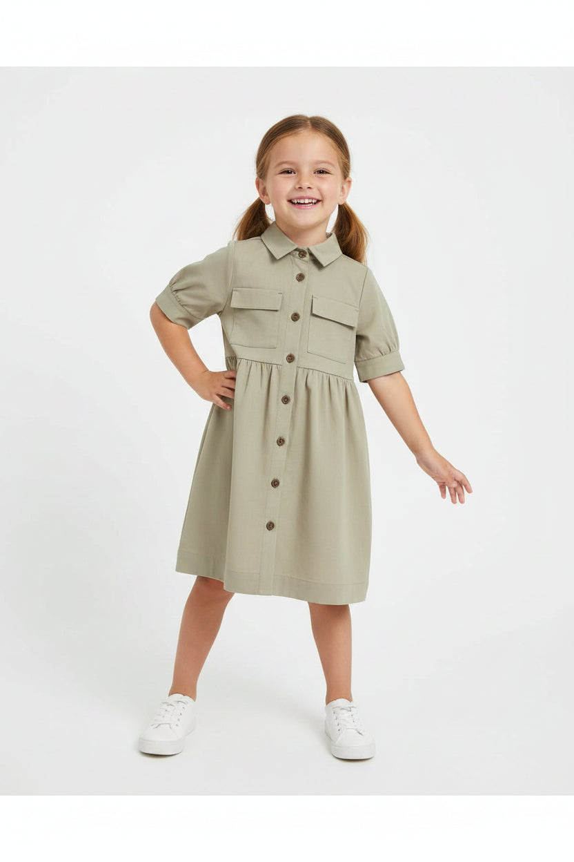 Girls Classic Ruffle Puff Sleeve Dress – Adorable Casual & Party Wear Dress