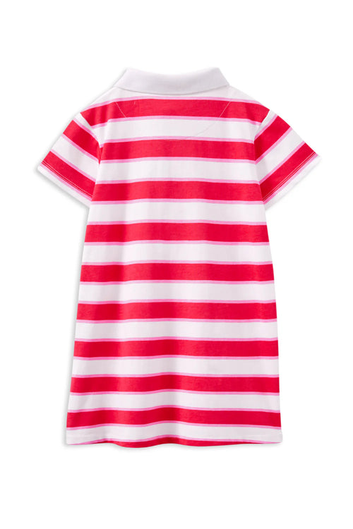 Girls Sporty Striped Polo Dress – Casual Collared Rugby Style Outfit for Kids