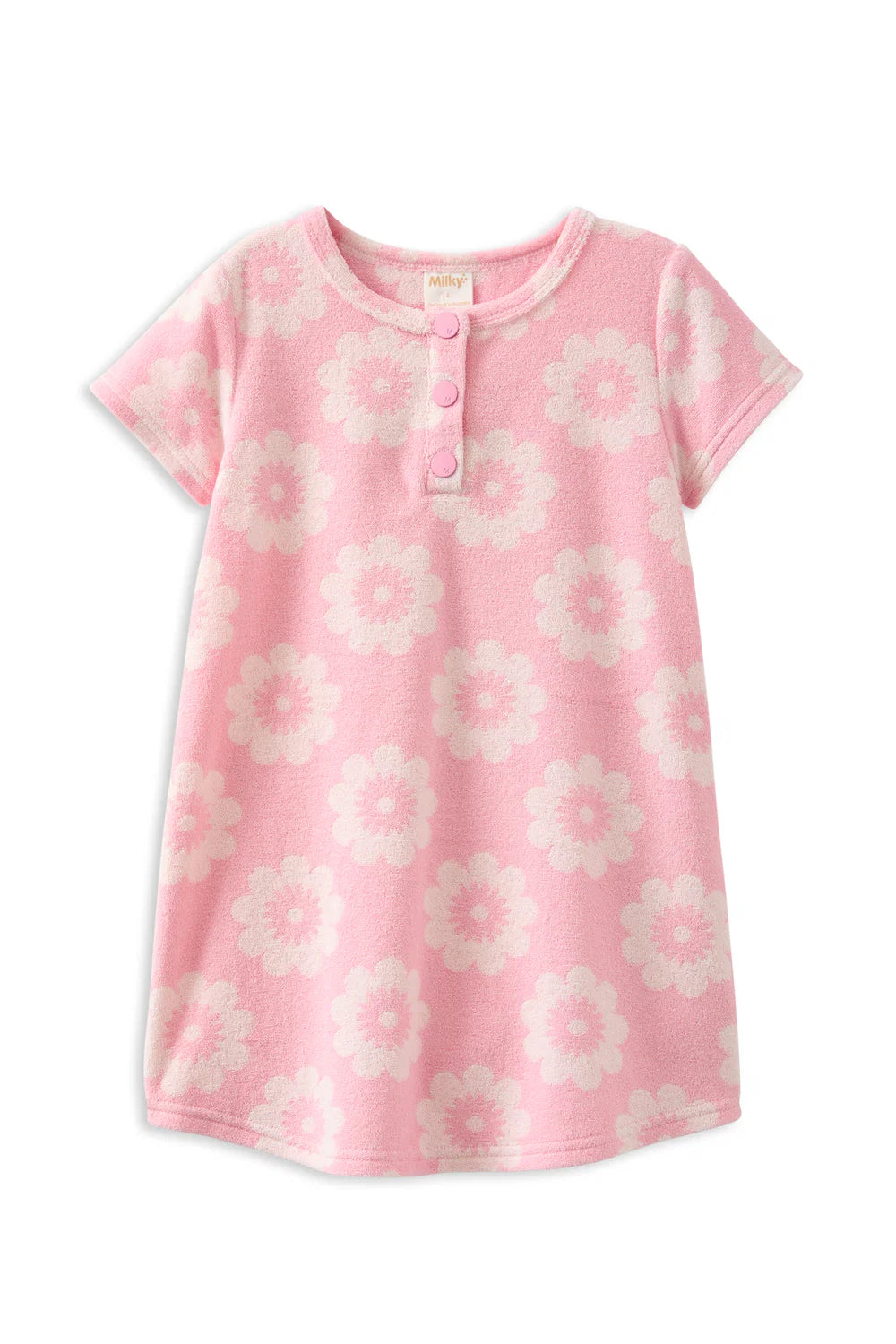 Girls Flower Pattern Terry Cloth Dress – Easy Slip-On Swim Cover-Up