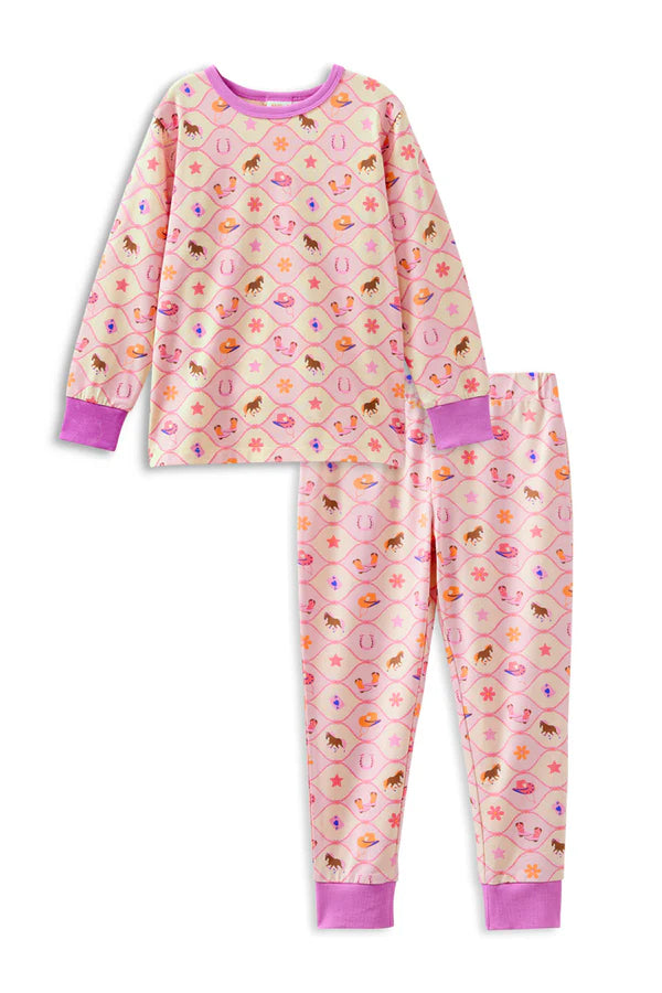 Girls Rodeo Print Pajama Set – Fun Western Style Loungewear for Kids