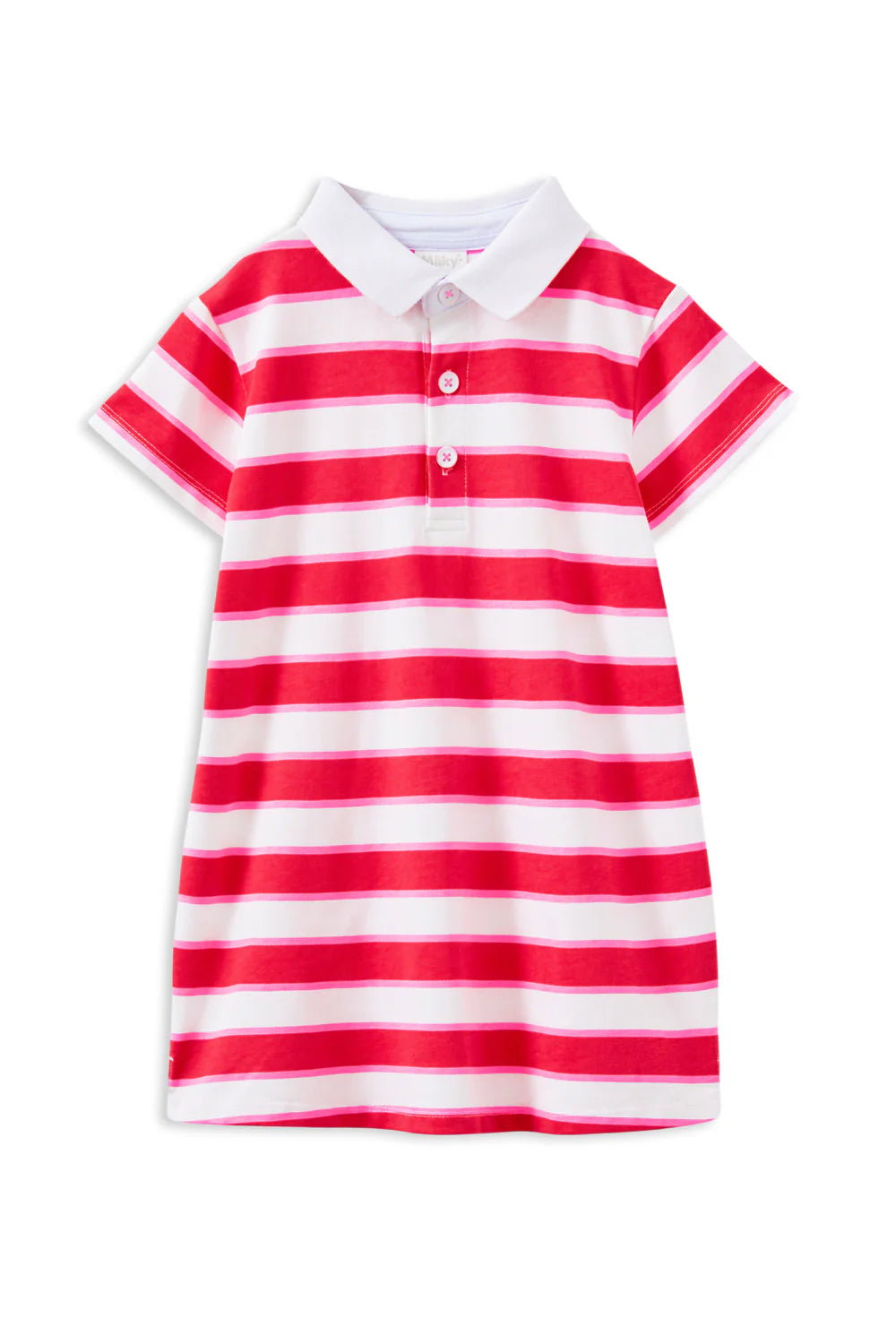 Girls Sporty Striped Polo Dress – Casual Collared Rugby Style Outfit for Kids