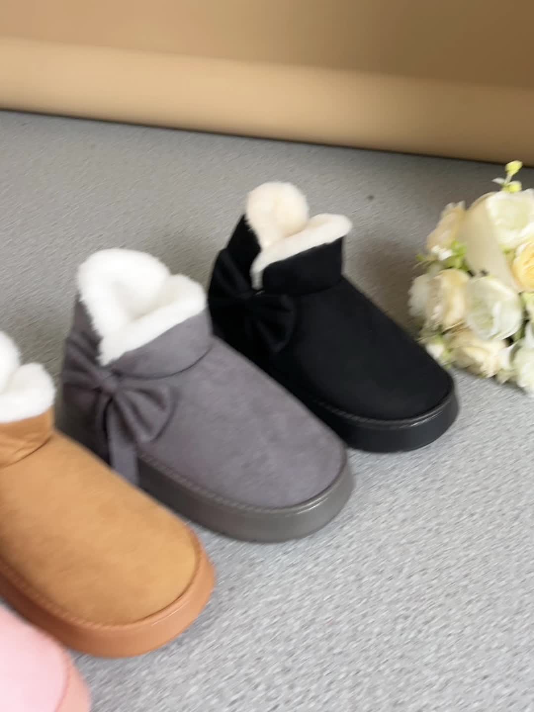 Selma | Bow-Accented Shearling-Lined Platform Ankle Boots – Plush Fireside Fall and Winter Footwear