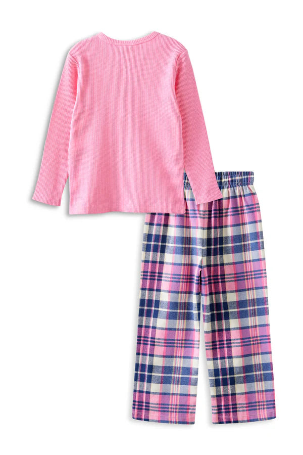 Kids Soft Checkered Pajama Set – Cozy Marshmallow Tone Sleepwear