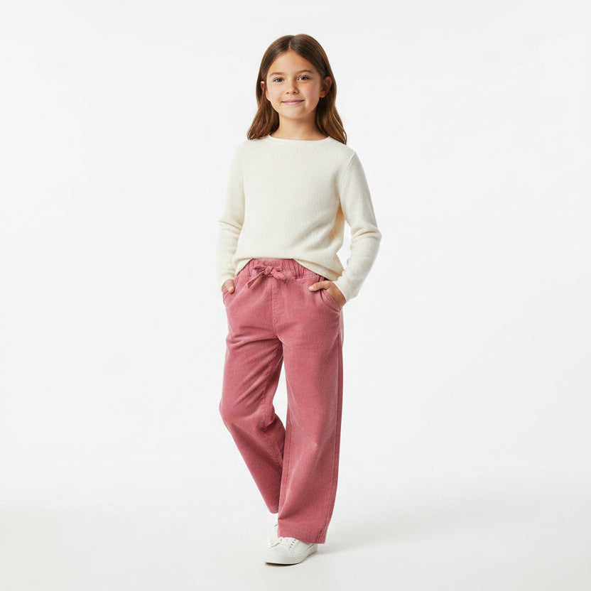 Kids Minimalist Cord Pants – Pull-On Comfort Fit Everyday Wear Bottoms