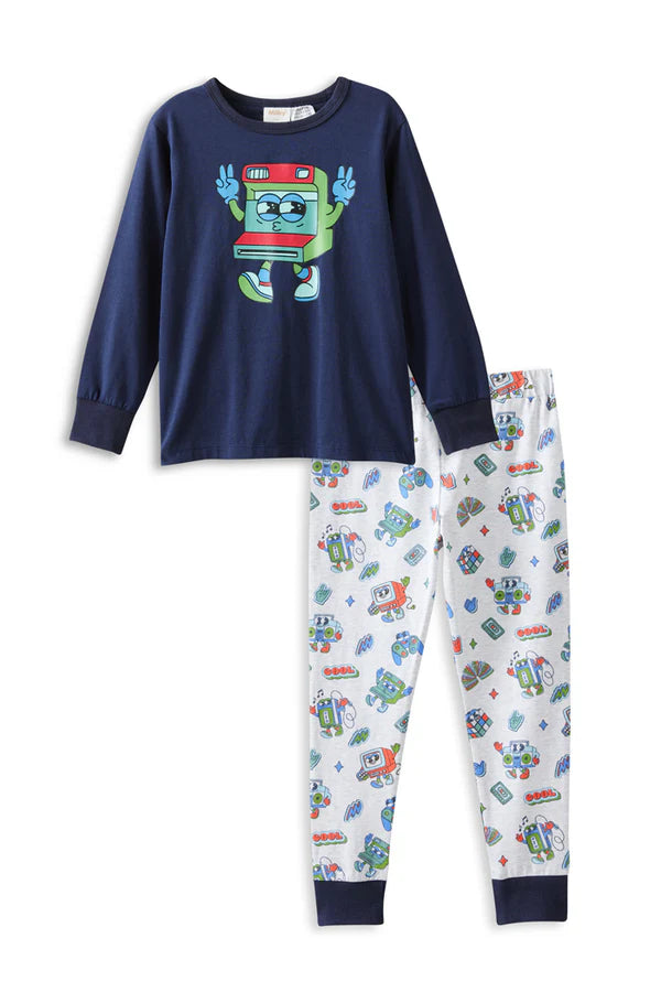 Kids Playful Smiley Print PJ Set – Soft & Cozy Everyday Sleepwear