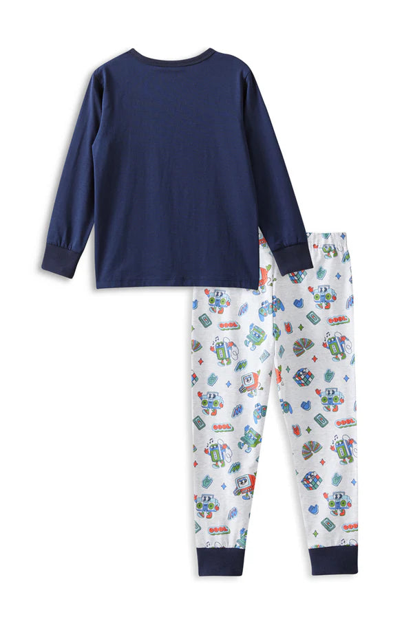 Kids Playful Smiley Print PJ Set – Soft & Cozy Everyday Sleepwear