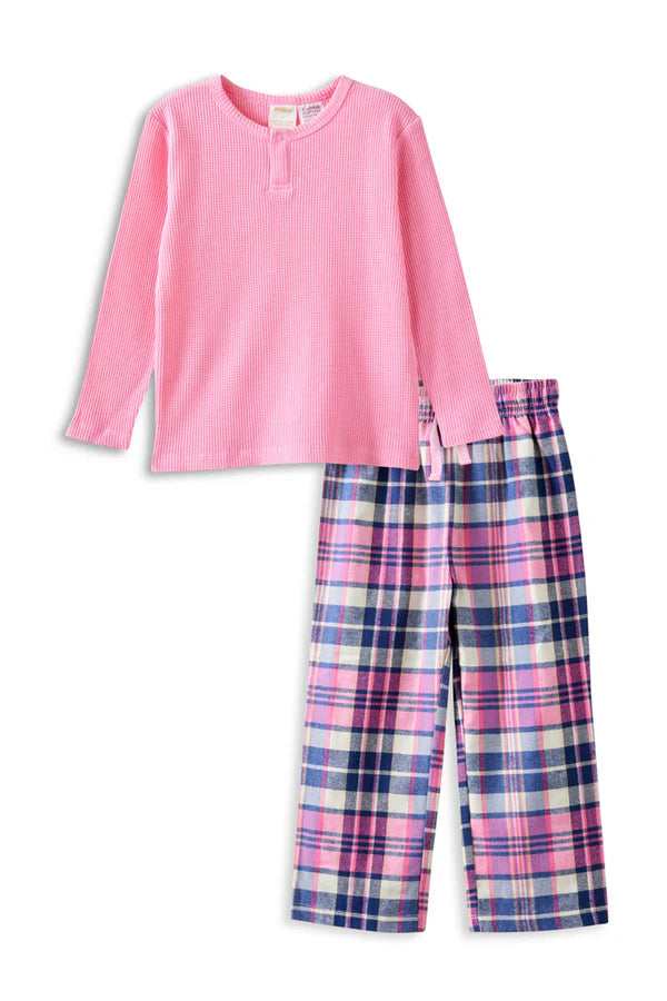 Kids Soft Checkered Pajama Set – Cozy Marshmallow Tone Sleepwear