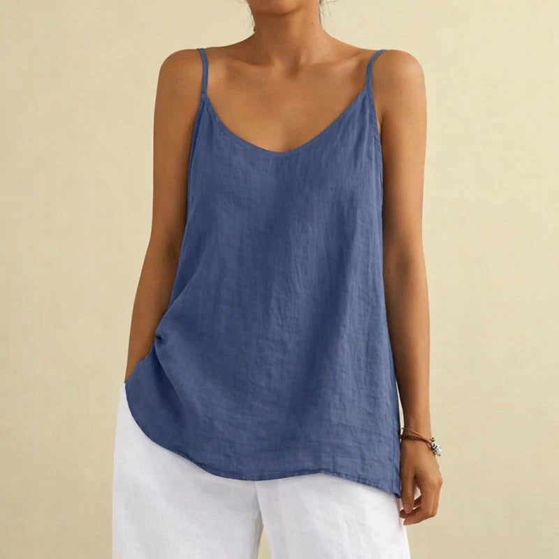 Lorelei | Sleeveless Linen Blend Top – Casual Tank Shirt for Everyday Styling